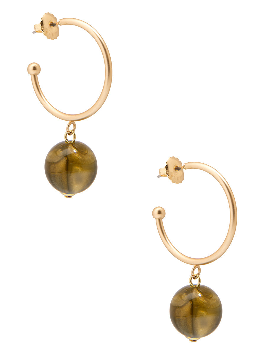 Opal Bead Hoop Earrings