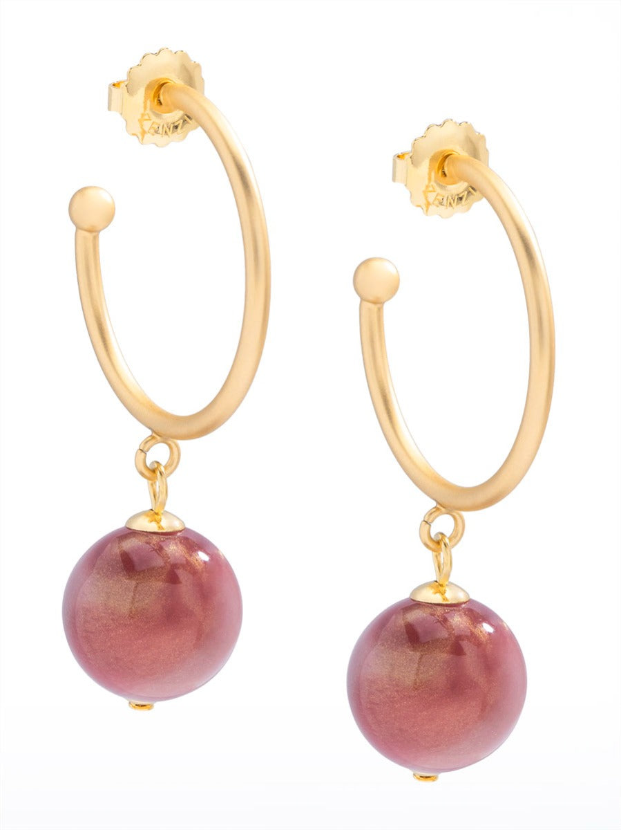 Opal Bead Hoop Earrings