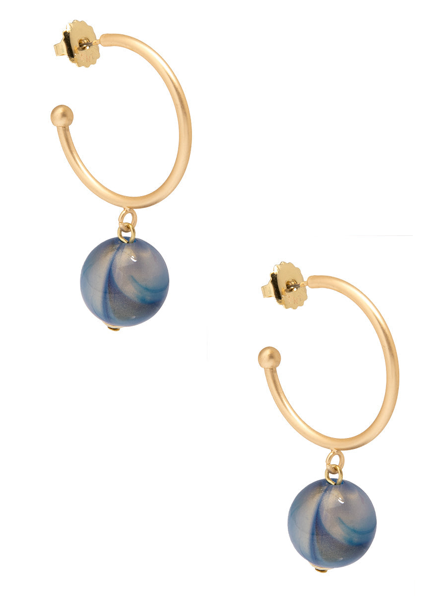 Opal Bead Hoop Earrings
