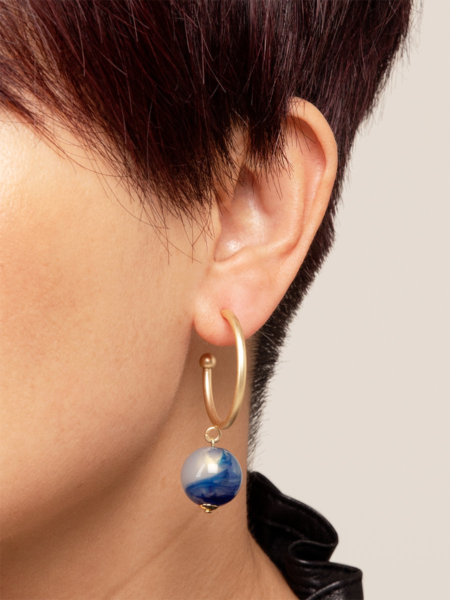 Opal Bead Hoop Earrings