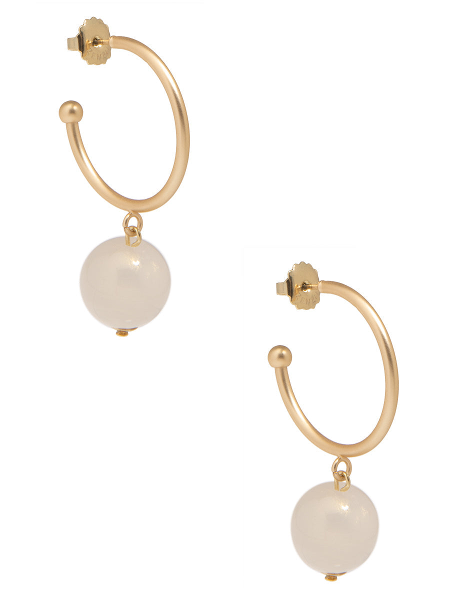 Opal Bead Hoop Earrings
