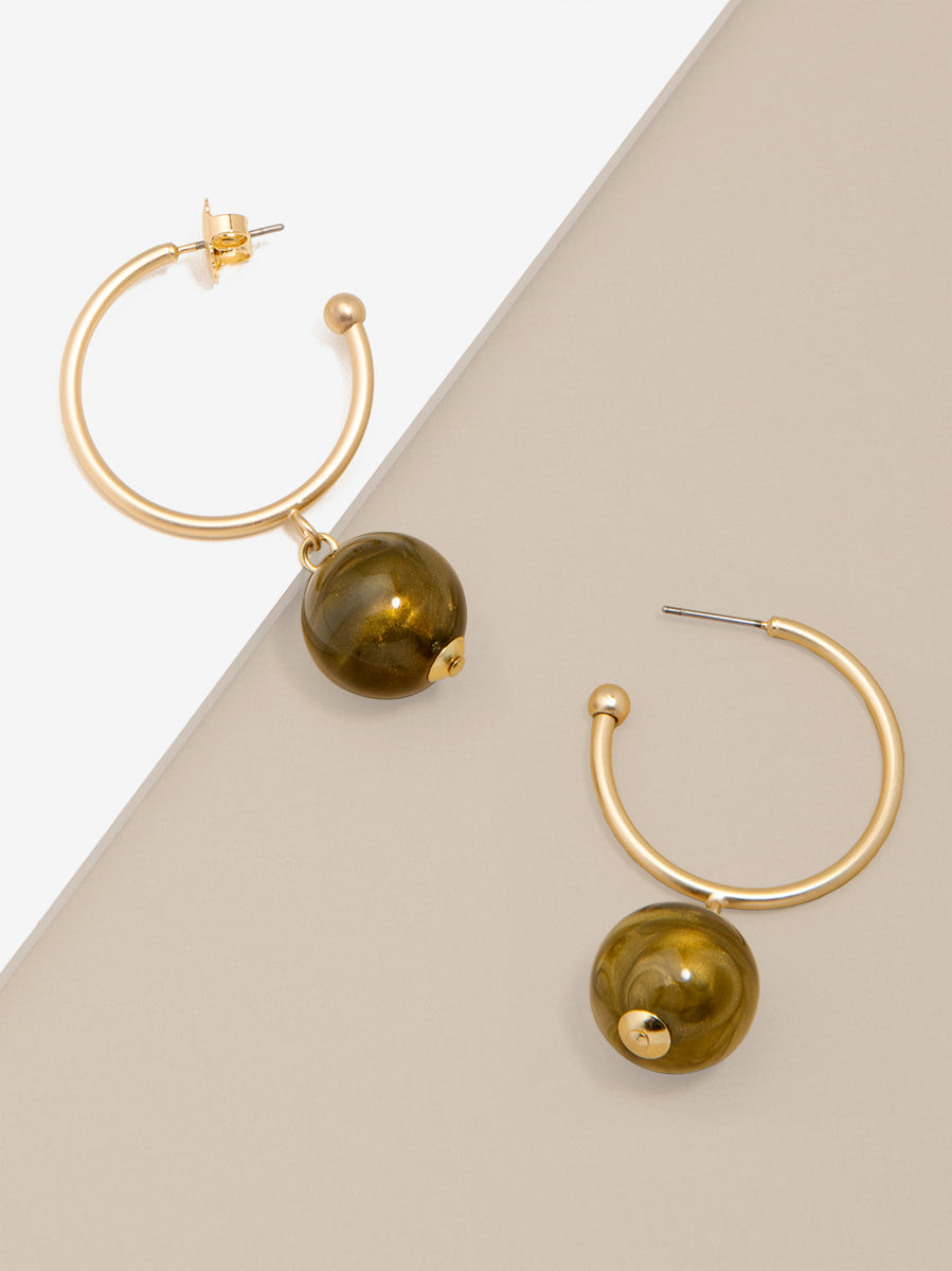 Opal Bead Hoop Earrings