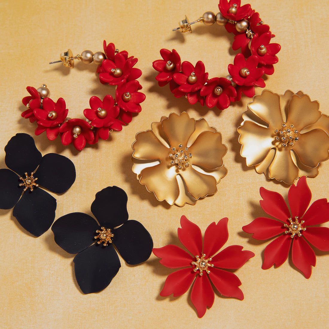 Handmade flower earrings for women, vintage flower stud earrings for weddings, colorful enamel flower earrings for spring, elegant flower drop earrings for evening wear, bohemian flower hoop earrings for festivals