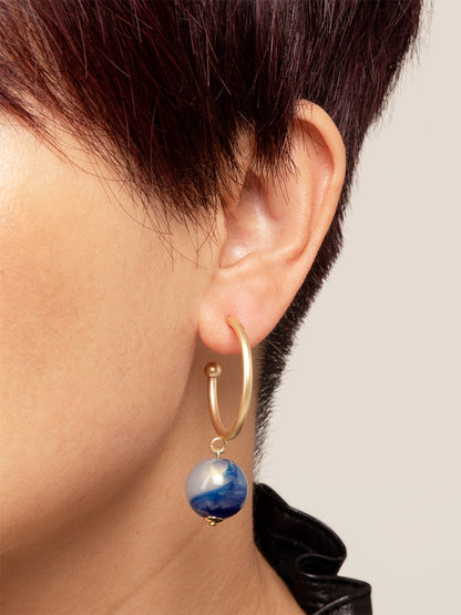 Opal Bead Hoop Earrings